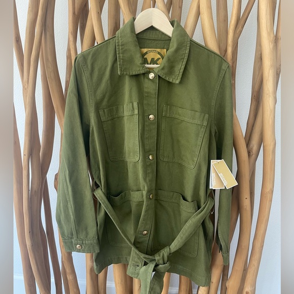 MICHAEL Michael Kors Jackets & Blazers - New MICHAEL KORS COTTON SMOKE OLIVE JACKET XL